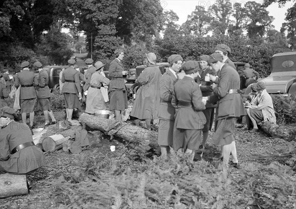 Women at a First Aid Nursing Yeomanry (FANY) trial or rally, 1931. Artist: Bill Brunell.