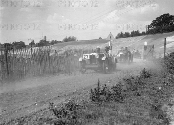 Cars competing at the JCC Members Day, Brooklands, 5 July 1930. Artist: Bill Brunell.