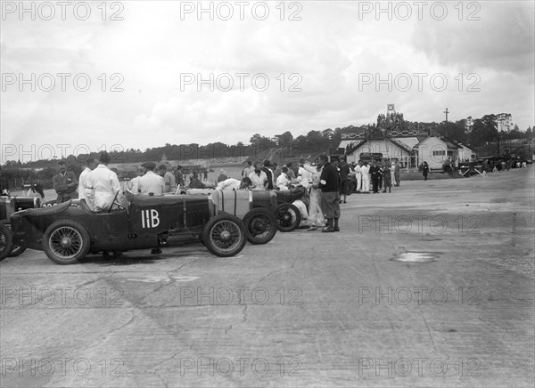 Frazer-Nash of WL Mummery at the LCC Relay GP, Brooklands, 25 July 1931. Artist: Bill Brunell.