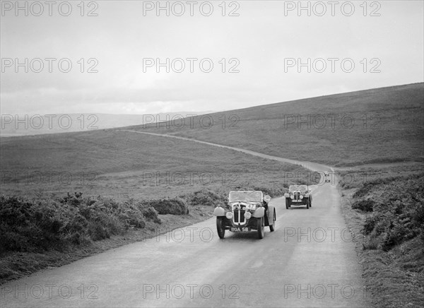 Austin 7s of CD Buckley and Bert Hadley competing at the MCC Torquay Rally, July 1937. Artist: Bill Brunell.