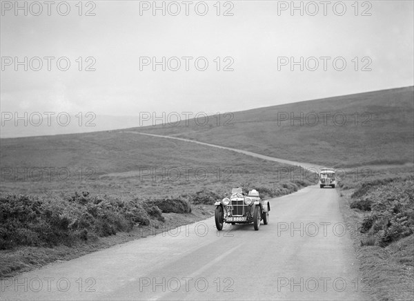 EC Haesendonck's MG PB competing at the MCC Torquay Rally, July 1937. Artist: Bill Brunell.