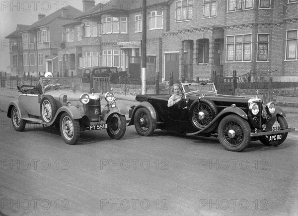 SA Roebuck's AC Open 2-seat tourer and Kitty Brunell's winning AC 4-seater tourer, RAC Rally, 1933. Artist: Bill Brunell.