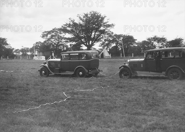 Singer Super Six and Singer Senior taking part in the Bugatti Owners Club gymkhana, 5 July 1931. Artist: Bill Brunell.