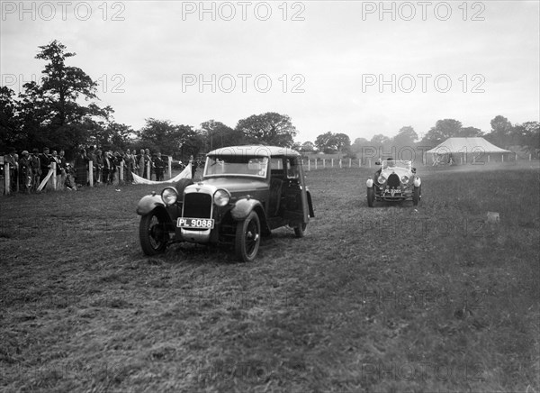 Alvis FWD and Bugatti Type 44 taking part in the Bugatti Owners Club gymkhana, 5 July 1931. Artist: Bill Brunell.