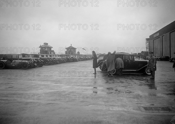 Cars at the Riley Motor Club Rally, Croydon Aerodrome, 25 April 1931. Artist: Bill Brunell.