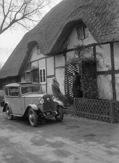 Road testing a Triumph Scorpion, Horley, Surrey, 1931. Artist: Bill Brunell.