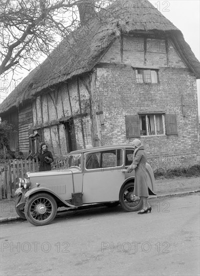 Road testing a Triumph Scorpion, Horley, Surrey, 1931. Artist: Bill Brunell.