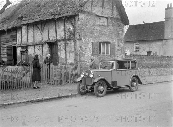 Road testing a Triumph Scorpion, Horley, Surrey, 1931. Artist: Bill Brunell.