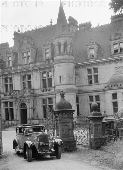 Kitty Brunell road testing a 1931 Delage D8, Wykehurst Place, Bolney, Sussex. Artist: Bill Brunell.