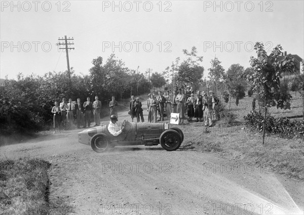 Bugatti Type 35, Bugatti Owners Club Hill Climb, Chalfont St Peter, Buckinghamshire, 1935. Artist: Bill Brunell.