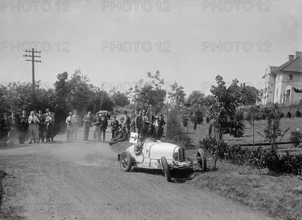 Bugatti Type 37, Bugatti Owners Club Hill Climb, Chalfont St Peter, Buckinghamshire, 1935. Artist: Bill Brunell.