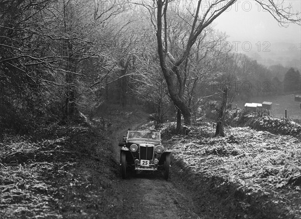 MG PB taking part in a motoring trial, late 1930s. Artist: Bill Brunell.