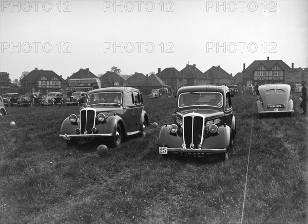 Standard Flying Twelve and Flying Nine at the Standard Car Owners Club Gymkhana, 8 May 1938. Artist: Bill Brunell.