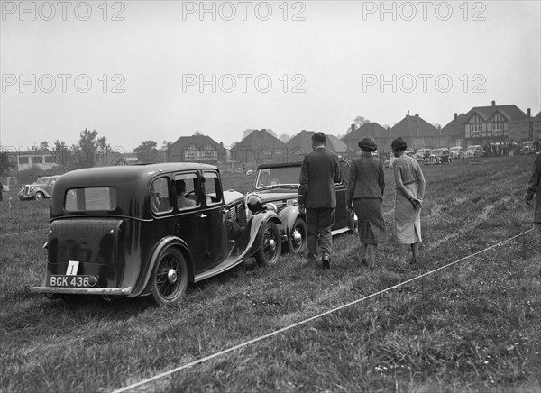 Standard Nine and Standard Flying Twelve at the Standard Car Owners Club Gymkhana, 8 May 1938. Artist: Bill Brunell.