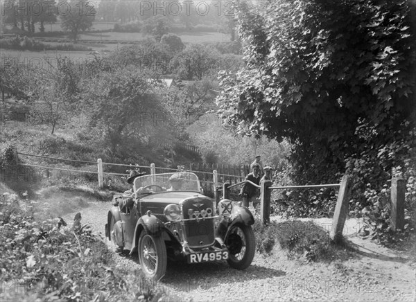 Singer open 2-seater taking part in a West Hants Light Car Club Trial, Ibberton Hill, Dorset, 1930s. Artist: Bill Brunell.