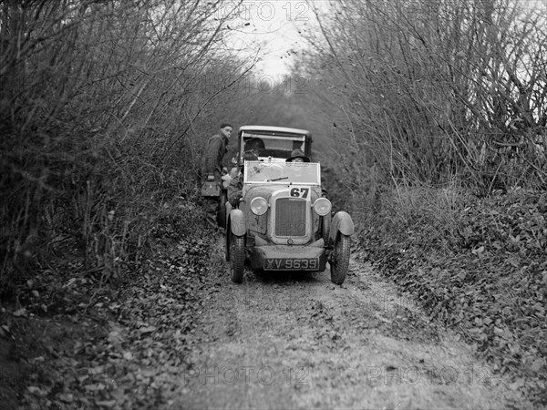 Austin 7 Boyd Carpenter 2-seater sports of GBL Willis taking part in the Inter-Varsity Trial, 1930. Artist: Bill Brunell.