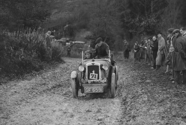 Austin 7 Boyd Carpenter 2-seater sports of E Stockvis taking part in the Inter-Varsity Trial, 1930. Artist: Bill Brunell.