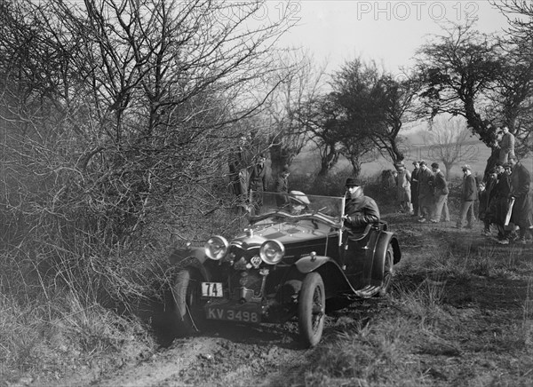 Riley of G Clifton at the Sunbac Colmore Trial, near Winchcombe, Gloucestershire, 1934. Artist: Bill Brunell.