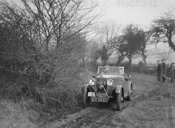 Triumph of GJN Hall at the Sunbac Colmore Trial, near Winchcombe, Gloucestershire, 1934. Artist: Bill Brunell.