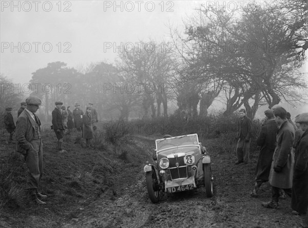 MG J2 of AR Taylor at the Sunbac Colmore Trial, near Winchcombe, Gloucestershire, 1934. Artist: Bill Brunell.