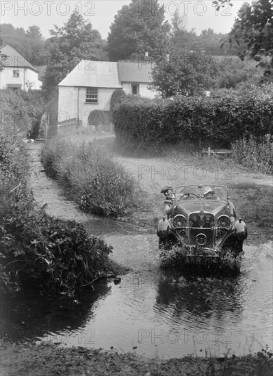 Singer competing in the B&HMC Brighton-Beer Trial, Windout Lane, near Dunsford, Devon, 1934. Artist: Bill Brunell.