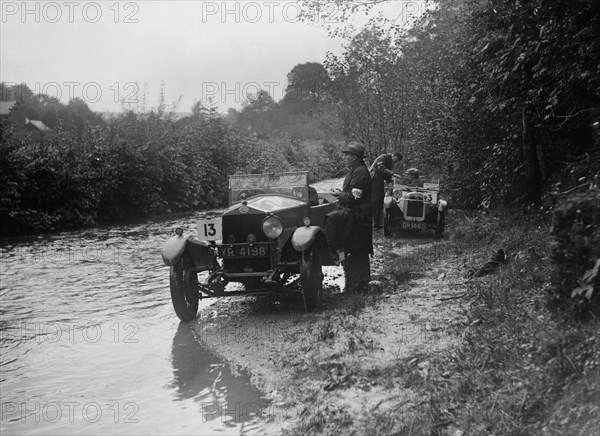 OM of JA Andrews and Austin Ulster competing in the JCC Lynton Trial, 1932. Artist: Bill Brunell.