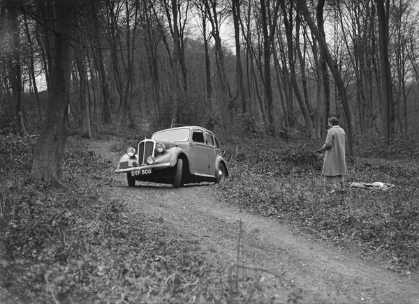 1937 Standard Twelve at the Standard Car Owners Club Southern Counties Trial, 1938. Artist: Bill Brunell.