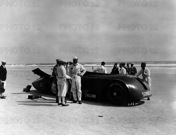 Sunbeam 1000hp World Land speed record attempt at Daytona 1927 Artist: Unknown.