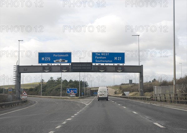 Junction 12 Westbound on M27 in Hampshire