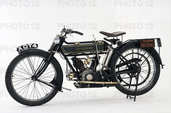 1914 Royal Enfield 3hp motorcycle Artist: Unknown.