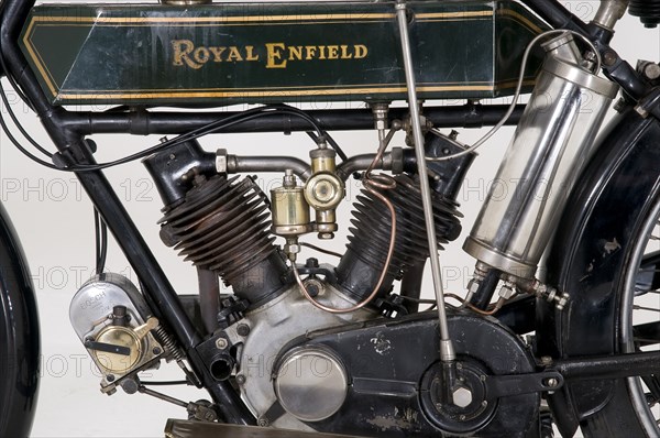 1914 Royal Enfield 3hp motorcycle Artist: Unknown.