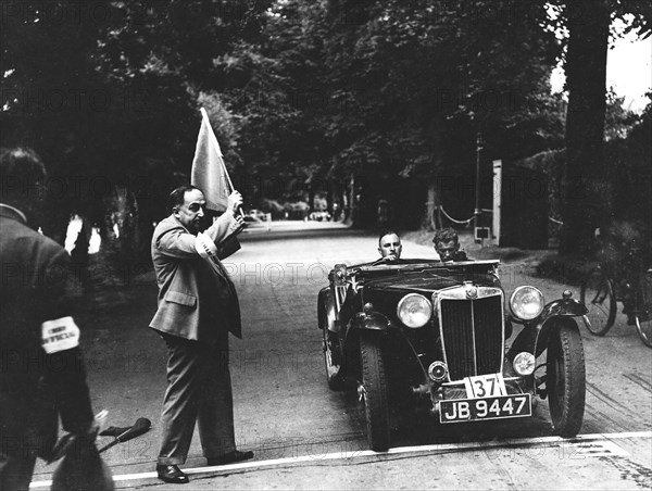 MG TA competing on 1937 MCC Torquay rally Artist: Unknown.