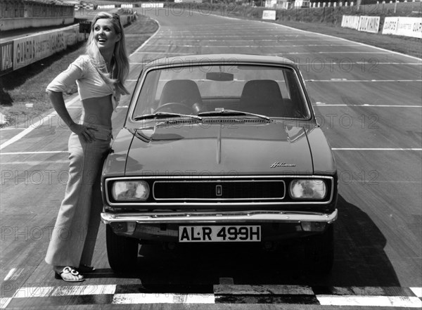 1969 Hillman Hunter GT with female model Artist: Unknown.