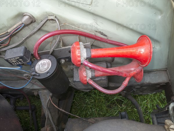 Maserati Air horn on a 1966 Ford Anglia Artist: Unknown.