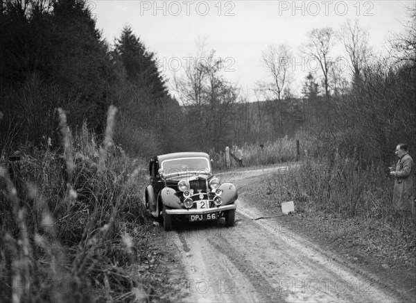 1936 Talbot 10 saloon competing in the Great West Motor Club Thatcher Trophy, 1938. Artist: Bill Brunell.