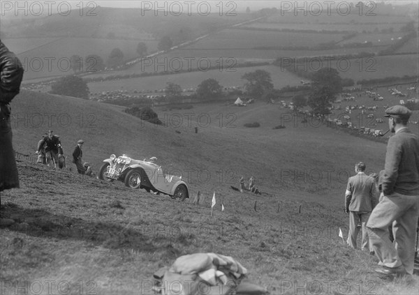 Singer 2-seater sports competing in the MG Car Club Rushmere Hillclimb, Shropshire, 1935. Artist: Bill Brunell.