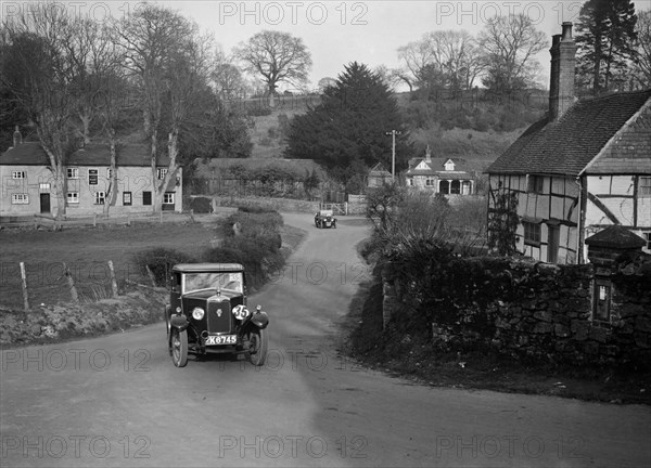 1929 1089 cc Riley competing in the JCC Inter-Centre Rally, Sutton, Surrey, 1932. Artist: Bill Brunell.