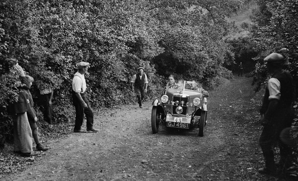 MG M type of DC Collins, B&HMC Brighton-Beer Trial, Simms Hill, Ilsington, Devon, 1930. Artist: Bill Brunell.