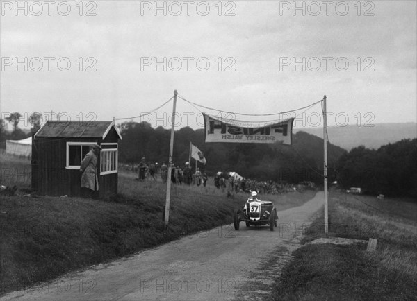 Frazer-Nash crossing the finishing line, MAC Shelsley Walsh Speed Hill Climb, Worcestershire, 1935. Artist: Bill Brunell.