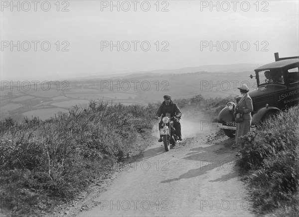 490 cc DKW of HS Yelland competing in the MCC Torquay Rally, 1938. Artist: Bill Brunell.