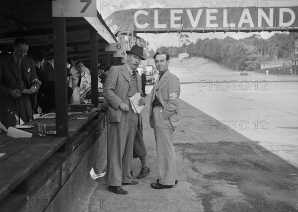 Major Blake Bale by the pits at Brooklands, Surrey, c1930s(?). Artist: Bill Brunell.