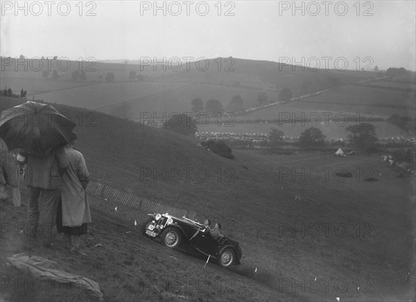 MG Magnette competing in the MG Car Club Rushmere Hillclimb, Shropshire, 1935. Artist: Bill Brunell.