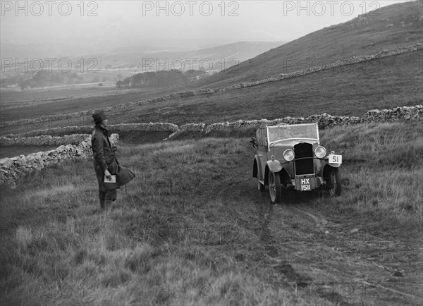 Triumph of CH Lawford competing in the MCC Sporting Trial, 1930. Artist: Bill Brunell.