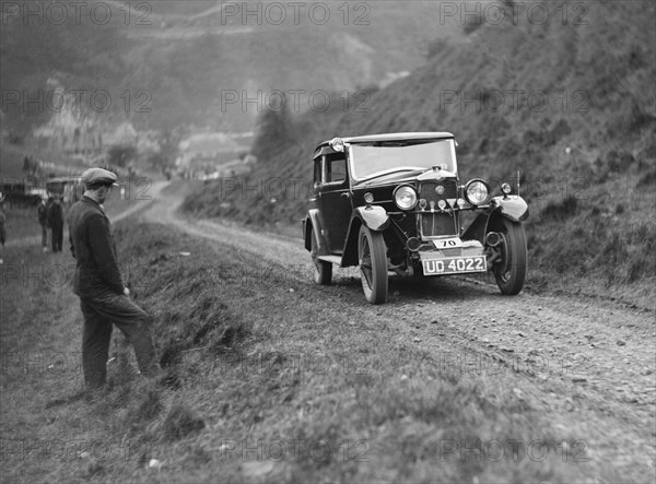 Riley Alpine Six of CJS Montague-Johnson at the MCC Sporting Trial, Litton Slack, Derbyshire, 1930. Artist: Bill Brunell.