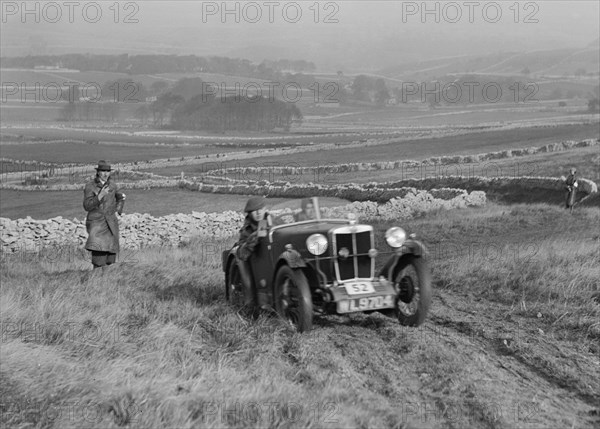 MG M type of J Easonsmith competing in the MCC Sporting Trial, 1930. Artist: Bill Brunell.