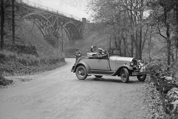 Ford Model A of CM Needham competing in the MCC Sporting Trial, 1930. Artist: Bill Brunell.