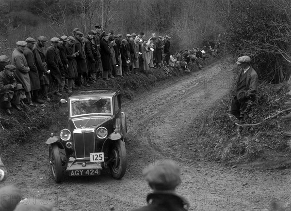 MG Magna of ASR Payne competing in the MCC Lands End Trial, 1935. Artist: Bill Brunell.