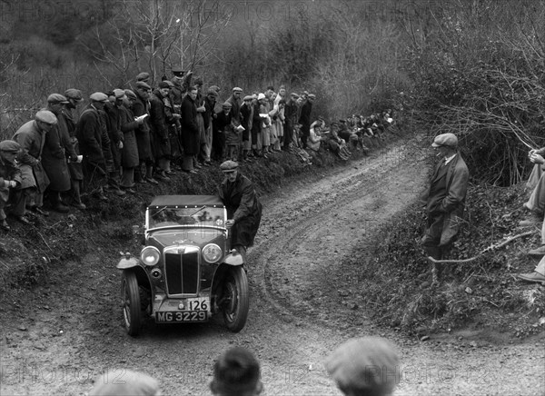 MG PA of CJ Simon competing in the MCC Lands End Trial, 1935. Artist: Bill Brunell.