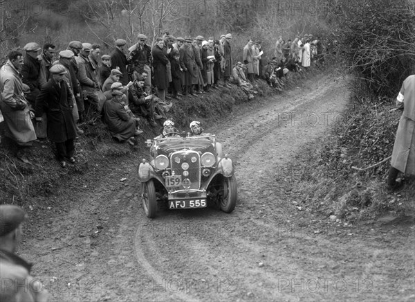 Singer Le Mans of ET Ingham competing in the MCC Lands End Trial, 1935. Artist: Bill Brunell.