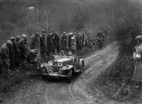 Talbot 105 of HA Nash competing in the MCC Lands End Trial, 1935. Artist: Bill Brunell.